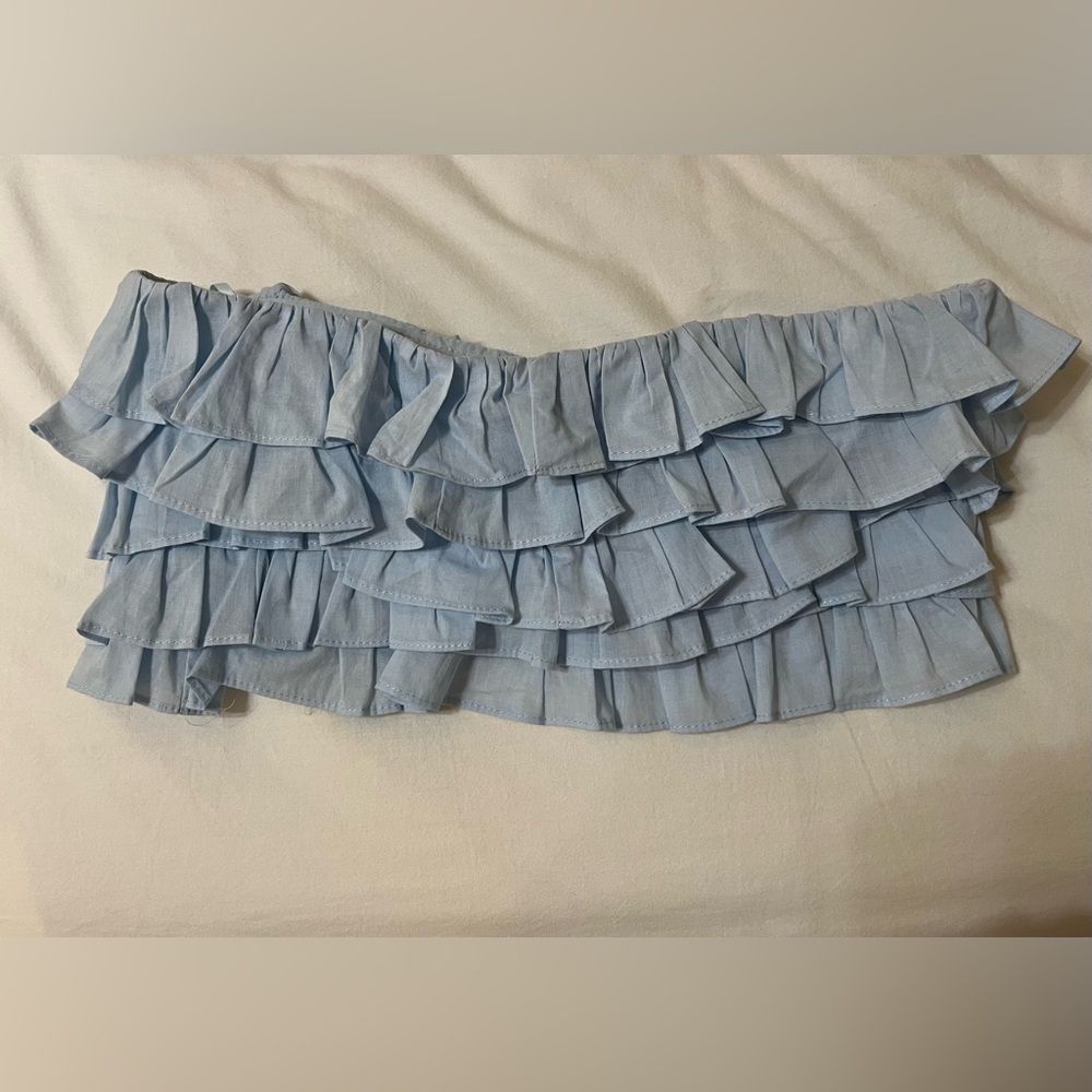 Light Blue Ruffled Women's Top